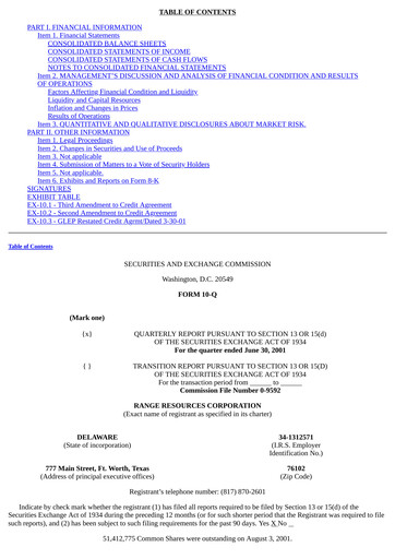 Thumbnail Range Resources
 Quarterly Report 2001-q2