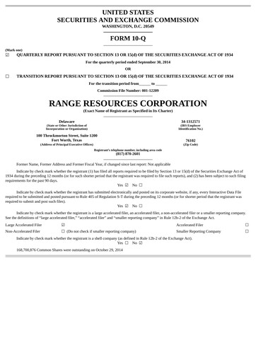 Thumbnail Range Resources
 Quarterly Report 2014-q3