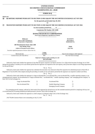 Thumbnail Range Resources
 Quarterly Report 2021-q2
