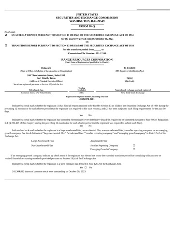 Thumbnail Range Resources
 Quarterly Report 2023-q3