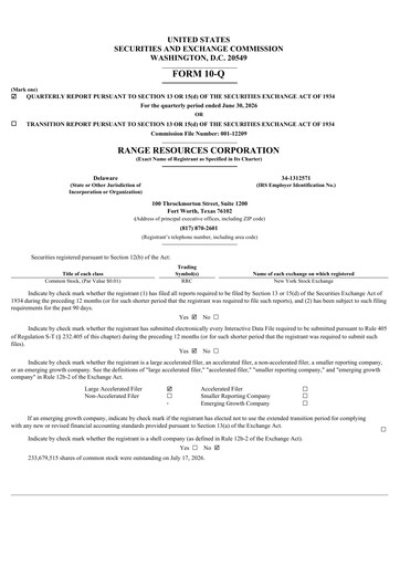 Thumbnail Range Resources
 Quarterly Report 2026-q2