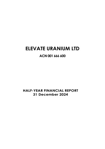 Thumbnail Elevate Uranium Half-year Report 2024-h1