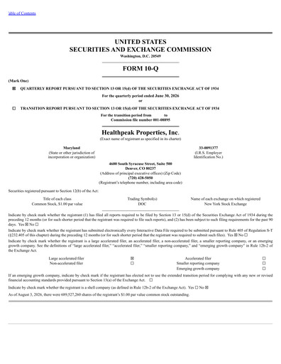 Thumbnail Healthpeak Properties
 Quarterly Report 2026-q2