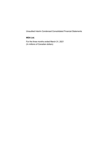 Thumbnail MDA Space Quarterly Report 2021-q1