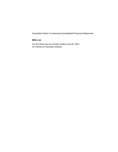 Miniature MDA Space Rapport trimestriel 2021-q2