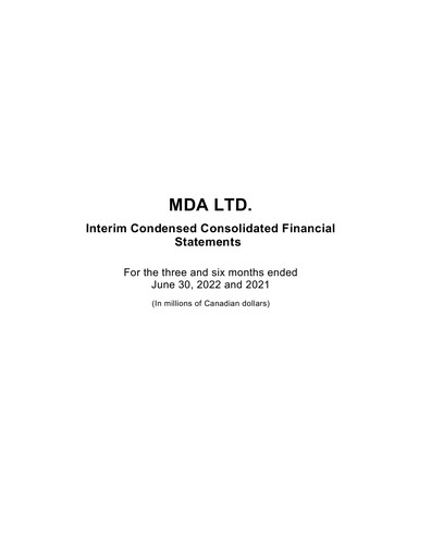 Miniature MDA Space Rapport trimestriel 2022-q2