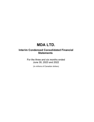 Miniature MDA Space Rapport trimestriel 2023-q2