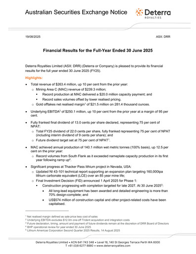 Thumbnail Deterra Royalties Financial Statement 2025