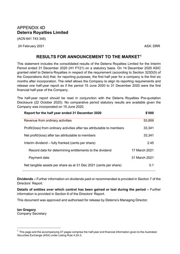 Thumbnail Deterra Royalties Half-year Report 2021-h1