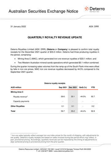 Thumbnail Deterra Royalties Quarterly Report 2021-q4