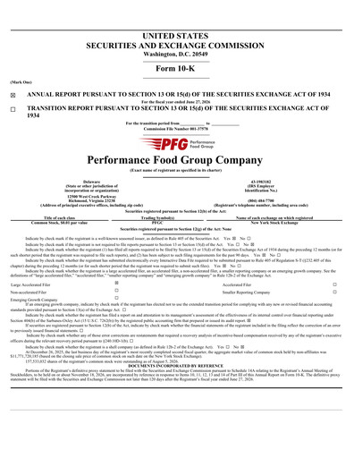 Vorschaubild Performance Food Group Jahresbericht 2026
