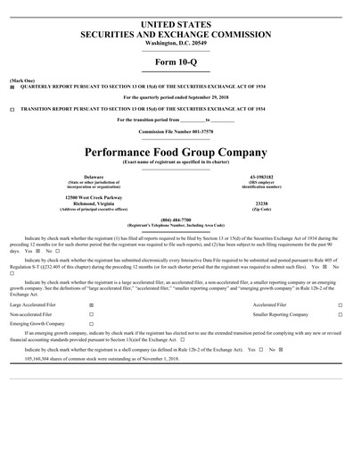 Thumbnail Performance Food Group Quarterly Report 2019-q1