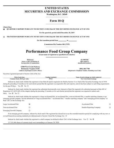 Thumbnail Performance Food Group Quarterly Report 2020-q2