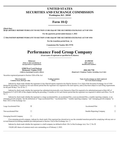 Thumbnail Performance Food Group Quarterly Report 2022-q2