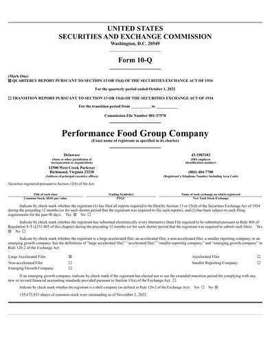 Thumbnail Performance Food Group Quarterly Report 2023-q1