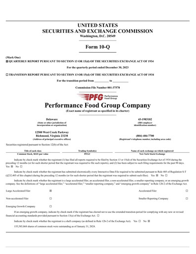 Thumbnail Performance Food Group Quarterly Report 2024-q2