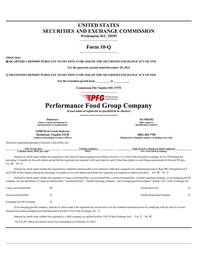 Thumbnail Performance Food Group Quarterly Report 2025-q2