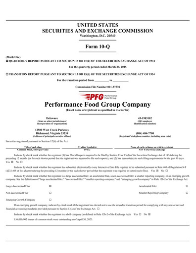 Thumbnail Performance Food Group Quarterly Report 2025-q3