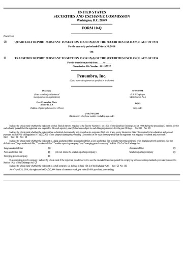 Thumbnail Penumbra Quarterly Report 2018-q1