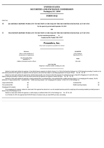 Thumbnail Penumbra Quarterly Report 2018-q3