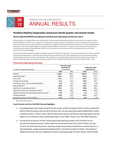 Thumbnail Pembina Pipeline
 Annual Report 2012
