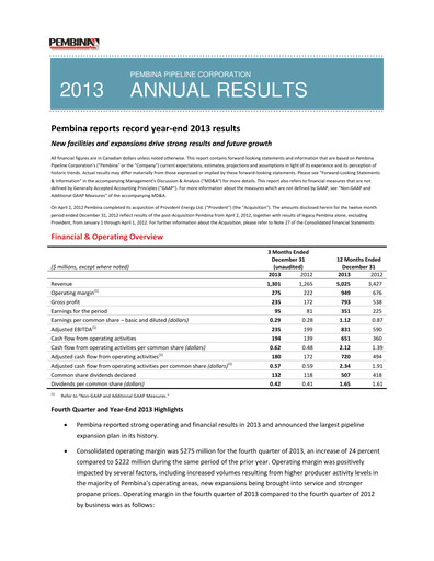 Thumbnail Pembina Pipeline
 Annual Report 2013