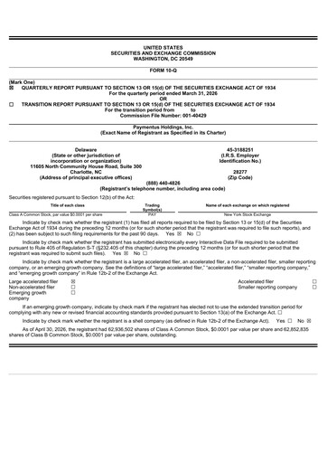 Miniature Paymentus Rapport trimestriel 2026-q1