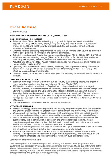 Vorschaubild Pearson Finanzbericht 2014