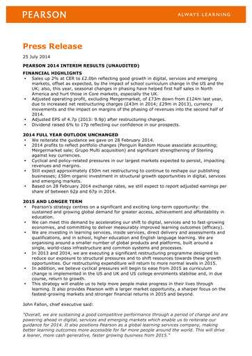 Thumbnail Pearson Half-year Report 2014