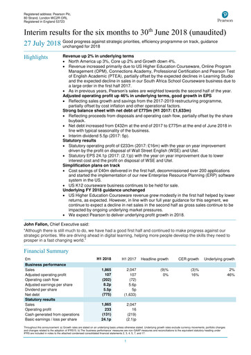 Thumbnail Pearson Half-year Report 2018