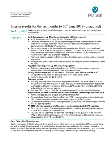 Thumbnail Pearson Half-year Report 2019