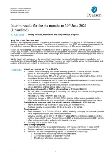 Thumbnail Pearson Half-year Report 2021