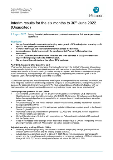 Thumbnail Pearson Half-year Report 2022
