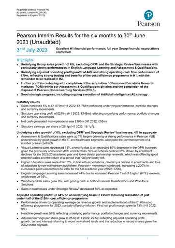 Thumbnail Pearson Half-year Report 2023