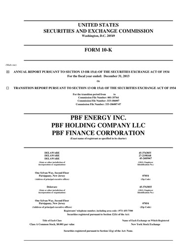 Miniature PBF Energy
 Rapport annuel 2013