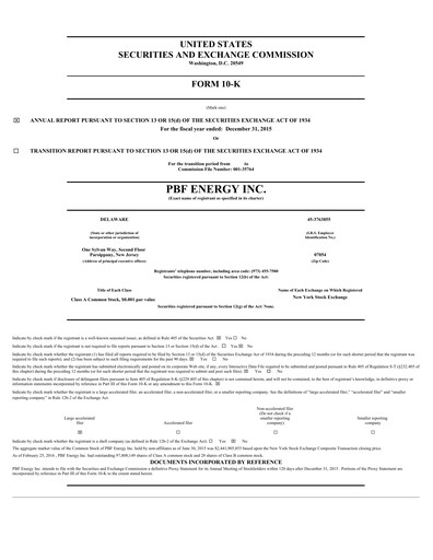 Miniature PBF Energy
 Rapport annuel 2015