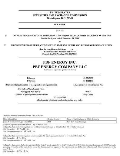 Miniature PBF Energy
 Rapport annuel 2019