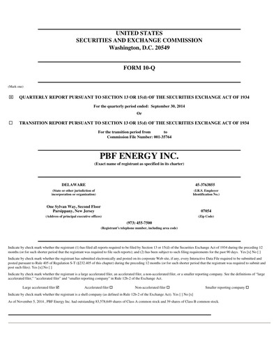 Miniature PBF Energy
 Rapport trimestriel 2014-q3