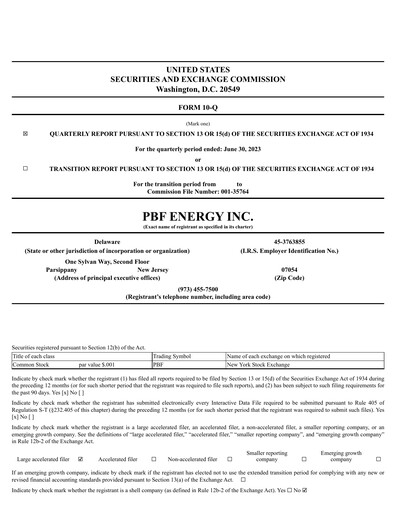 Miniature PBF Energy
 Rapport trimestriel 2023-q2