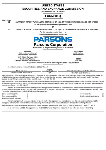 Vorschaubild Parsons Quartalsbericht 2019-q3