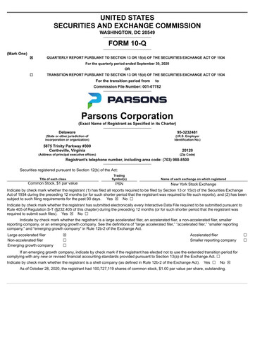 Vorschaubild Parsons Quartalsbericht 2020-q3