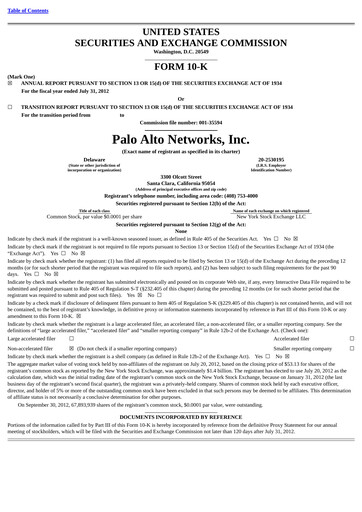 Thumbnail Palo Alto Networks
 Annual Report 2012