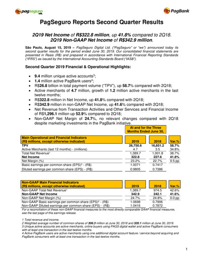 Vorschaubild PagSeguro Quartalsbericht 2019-q2
