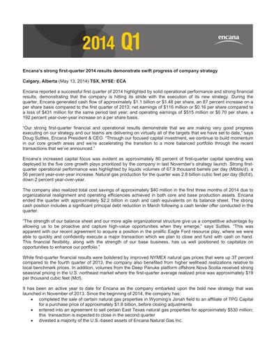 Miniature Ovintiv Rapport trimestriel 2014-q1