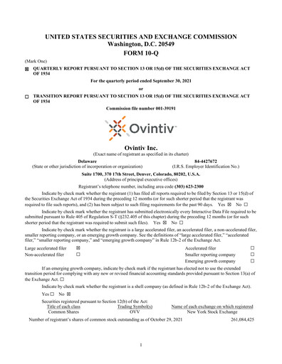Miniature Ovintiv Rapport trimestriel 2021-q3