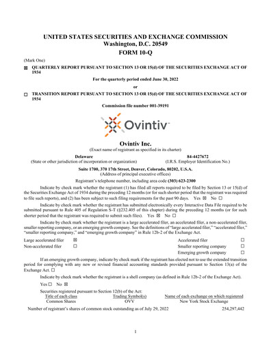 Miniature Ovintiv Rapport trimestriel 2022-q2