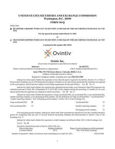 Miniature Ovintiv Rapport trimestriel 2023-q1
