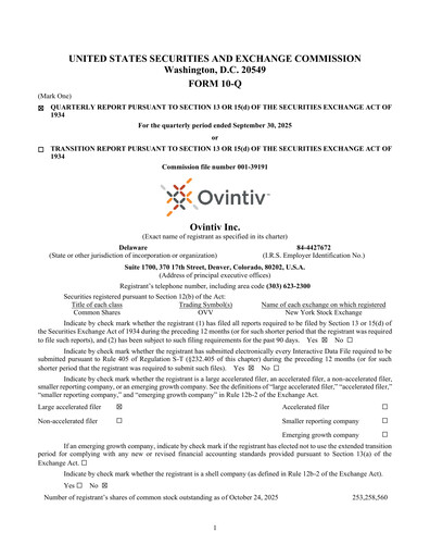 Miniature Ovintiv Rapport trimestriel 2025-q3