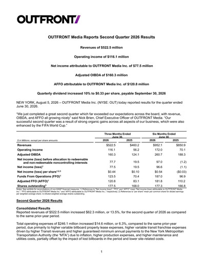 Miniature Outfront Media
 Rapport trimestriel 2026-q2