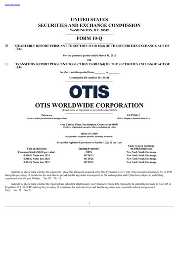 Thumbnail Otis Worldwide Quarterly Report 2022-q1